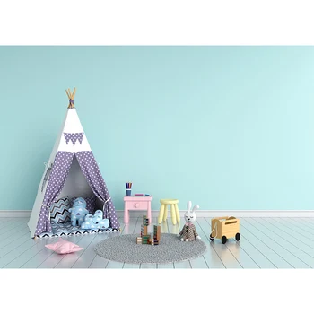 Slika pozadina igračka šator plavi zid prilagođene pozadine studio fotografija za dječje sobe, Djeca rođendan фотофон