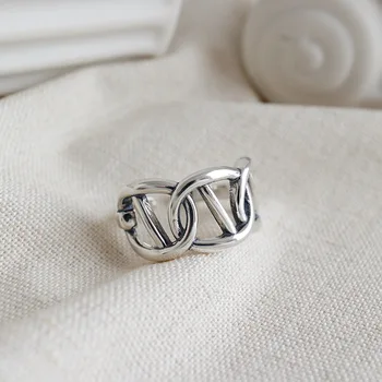 Silvology 925 sterling srebra širok krug prstena berba delikatna dizajn visoke kvalitete temperament prsten za žene Koreja nakit