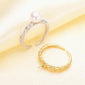 Lijepa grupa nakit obećanje prsten šuplji lišće & Pearl prsten pribor 925 srebrni nakit CZ Crystal pribor