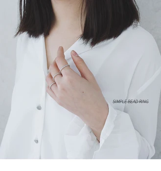 JShine MinimalistS925 srebra tanki prsten za žene slaganje zrna puni lopta korejski stil žena ženski prsten srebro 925