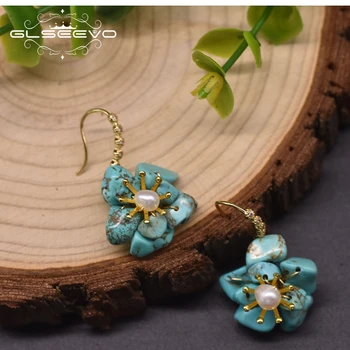 GLSEEVO prirodni biseri cvijet oblik privjesak naušnice nakit za djevojčice ručni rad nepravilnog luksuzni nakit pribor GE1000
