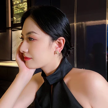 2020 korejski topla rasprodaja modni nakit rafiniranog bakra optočena Cirkon zračne Tratinčica ženske naušnice svakodnevne univerzalne naušnice