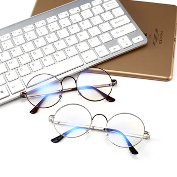 Jeftini male okrugle naočale botanika prozirne leće unisex zlato cijele metal Muškarci Žene anti blue ray naočale računala naočale UV