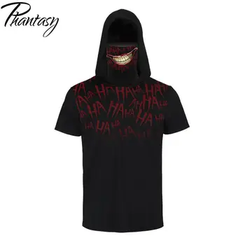 Fantazija ljeto muškarci t-shirt s maskom 3D ispis pola maska za lice majice s kapuljačom majica veo za muške odjeće