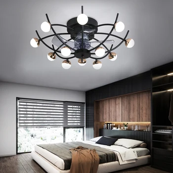 Kreativni stropni ventilator lampa blagovaonica spavaća soba, dnevni boravak s bluetooth audio daljinski upravljač navijača lampa