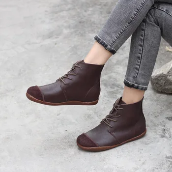 Imter Ženske čizme bos cipele plus Size prirodna koža čipke čizme jesen dame boots (108-1)