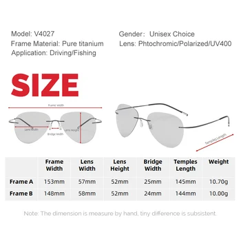 VIVIBEE polarizovana photochromic gospodo пилотские sunčane naočale Žene zračni titan sunčane naočale 52 mm lagane naočale za promjenu boje