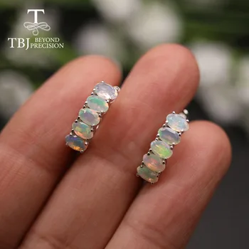 TBJ,šarene prirodni opal spone mali naušnica ovalni izrez 3*5 mm 3ct sada ethopia drago kamenje nakit srebra 925 гильр