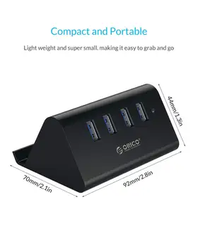 ORICO 5Gbps High Speed Mini 4 ports USB3.0 HUB Splitter za desktop laptop sa postoljem za telefon, Tablet PC - crna / bijela