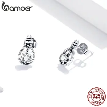 Bamoer pravi srebra 925 žarulje naušnice dugmad za žene muškarci Silver moda anti-alergijske nakit SCE991