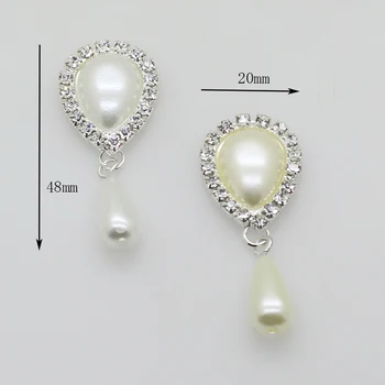 ZMASEY moda nove biserne gumbe 20*48 mm 10 kom./lot metalne rhinestones privjesak gumb za ručno šivanje svadbeni nakit