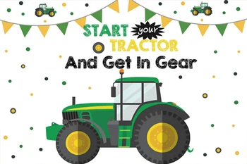 Laeacco Start Your Tractor Baby Shower Photographic Backgrounds Photography Backgrounds for Photo Studio Photophone Decoration