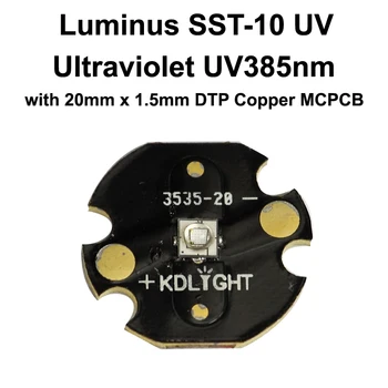 Luminus SST-10 UV 385nm uv UV-led emiter sa 10 mm / 16 mm / 20 mm DTP bakar MCPCB - 1 kom