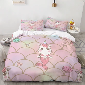 Jednorog komplet posteljinu Sirena deka bračni krevet deka jastučnicu crtani deka 3D ispis posteljinu luksuzni set posteljine