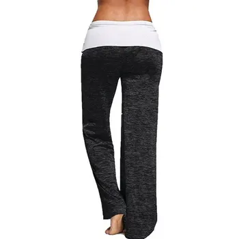 Žene joga hlače slobodan duge hlače sklopivi čipke široke noge visokim Strukom joga tajice Sport plus size hlače sportske hlače XXXL