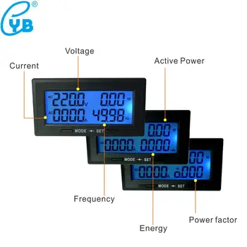 YB5142DM AC 0-500V digitalni voltmetar ampermetar 0-20A 100A 200A 500A 1000A napon struja vat-sat metar energija frekvencija Mjerač snage