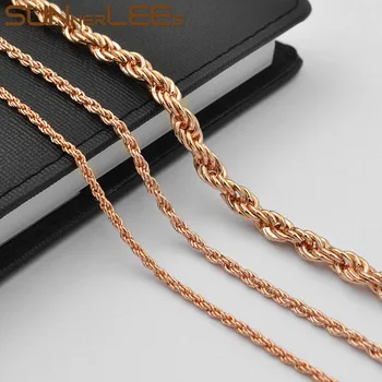 SUNNERLEES Modni ukras 2 mm~5 mm uže upletena lanac ogrlica rose gold boja za muškarce žene dar C104 N