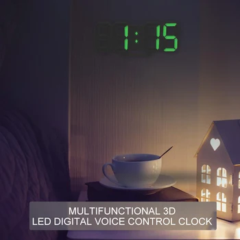 Digitalni zidni sat 3D LED Wall mount / stolni sat za alarm veliki broj automatskog osvjetljenja 12/24 sata prikazuje tablica noć