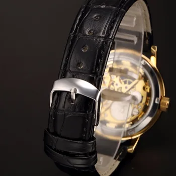 Novi SEWOR luksuzni brand mehanički sat zlatni kostur satovi muški Kožni remen ručni satovi Satovi muški Relogio Masculino