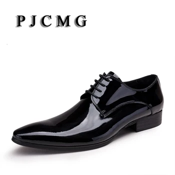 PJCMG moda smeđa / crna полуботинок muške poslovne шнуровка prirodna koža oštrim nosom uredski haljinu formalno muške cipele Sedding