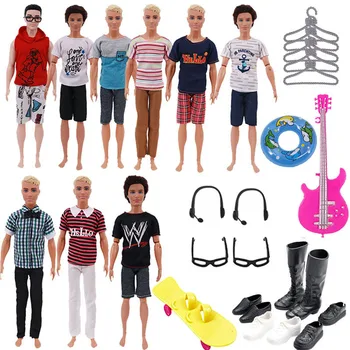 30 Kom./Compl. Barbie Lutka Pribor=10 Odjeća + 8 Cipele + 5 Vješalice+2 Bodovi + 2 Ogrlice + Plivanje Prsten + Gitara + Skateboard + 2 Slušalice