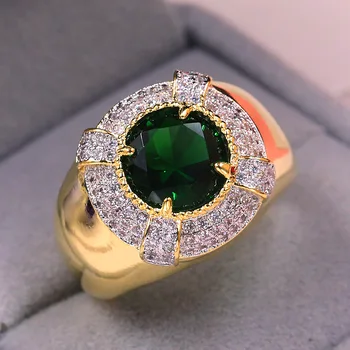 Izvrsno 18KRGP позолоченное prsten 1.28 Ct green ruski nano kamen berba angažman prstenovi za muškarce žene modni nakit