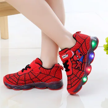 Jesen Spider-Man djeca sjajne cipele za dječake, djevojčice crtići sjajni djeca tenisice mreže Sport lagane cipele babys