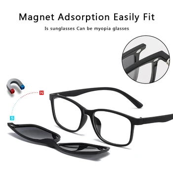 Benci fashion unisex TR90 optički okvir s 5 sunčanim leće isječak na polarizirane sunčane naočale za noćni vid magnetska rimless za naočale