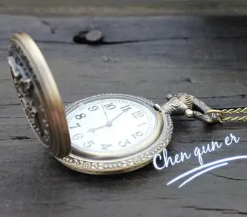 Vruće prodaju stari antički brončani policija SAD-logo džepni sat, ogrlicu sa kruga osoba poklon