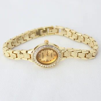 Novi luksuzni brand kvarc žene od nehrđajućeg čelika zlatni sat dijamant Sat Narukvica za dame, haljina je zlatni ručni sat ženske O105