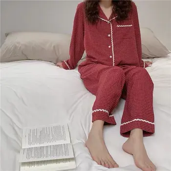 Kockice kućno odijelo Božićno Пижама za djevojčice cvjetne čipke korejski Božićno пижама пижама spavaćica Sommeil vrhovima pidžama