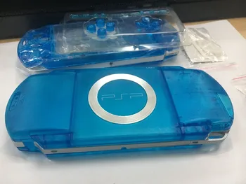 Prozirne plave boje za PSP3000 PSP 1000 2000 3000 Shell igraće konzole zamjena pune ograde torbica s gumbima kit