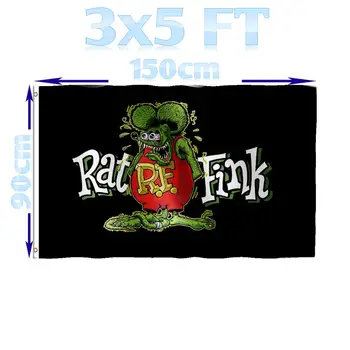 BENFACTORY Store 3x5 Ft Rat Fink Black Flag, jednoslojni 100D poliester mesing čahure iznutra i izvana