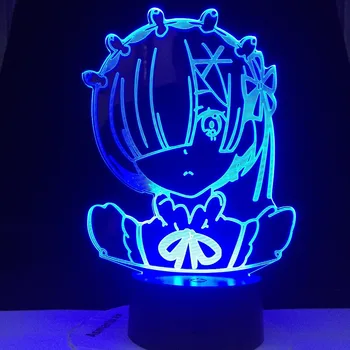 Anime Rem Re Zero Figure Night Light Led Touch Sensor promjena boje Baby Nightlight za uređenje spavaće sobe stolni 3d lampa manga poklon