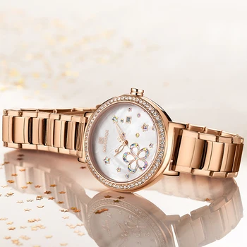 Najbolji brand NAVIFORCE luksuzni Crystal ženski sat rose gold čelik ženski Ručni sat narukvica djevojka sat datum Relogio Feminino